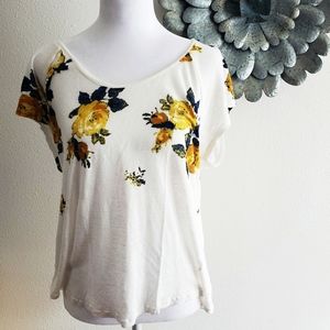 Lucky Brand Linen Blend Floral T-Shirt - L